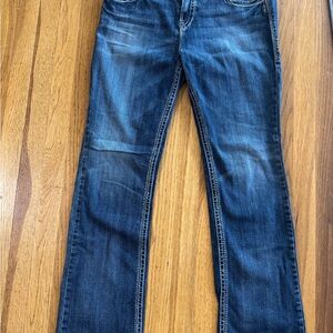 Silver Jeans Dark Blue Straight Leg Suki Flap Jeans size 31W